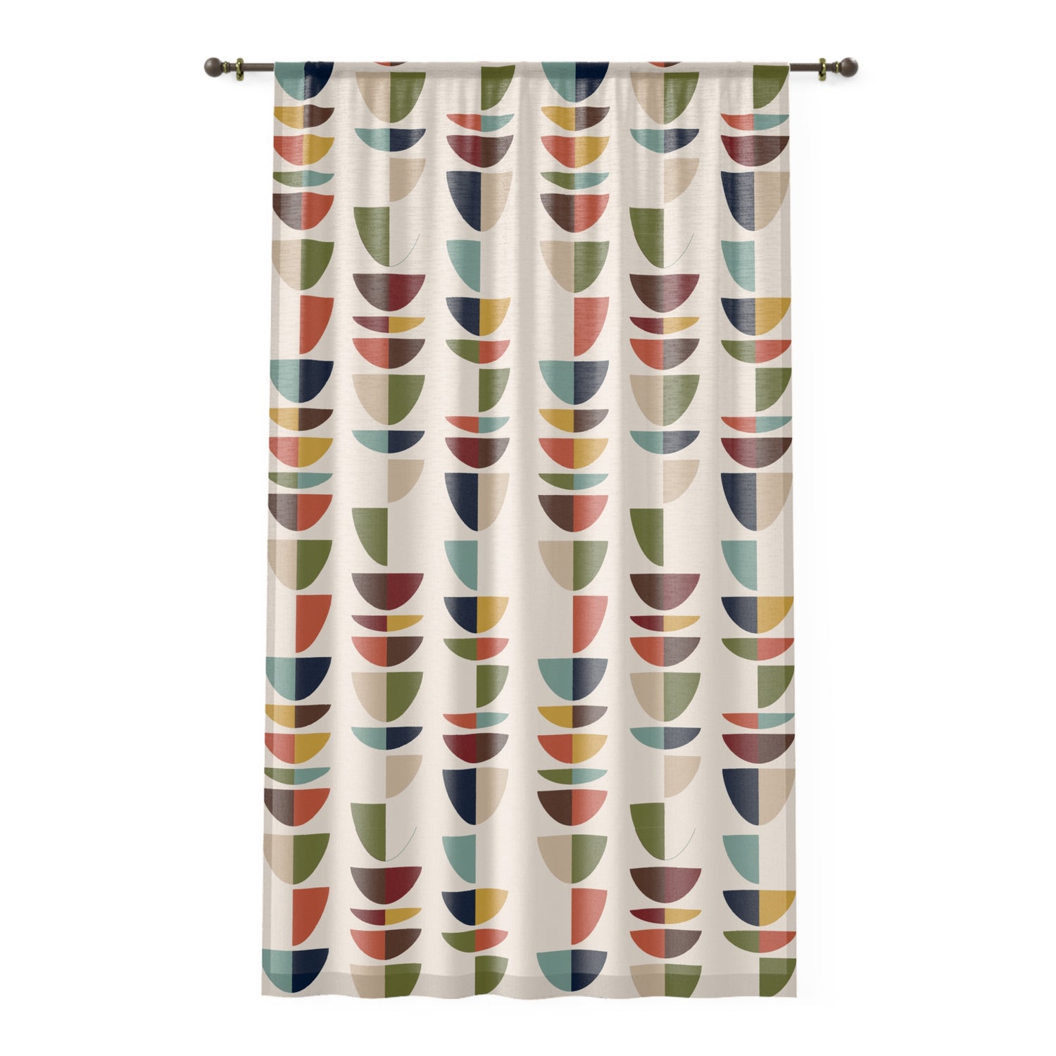 Mid Century Modern Retro Geometric Abstract Sheer Curtain Panel