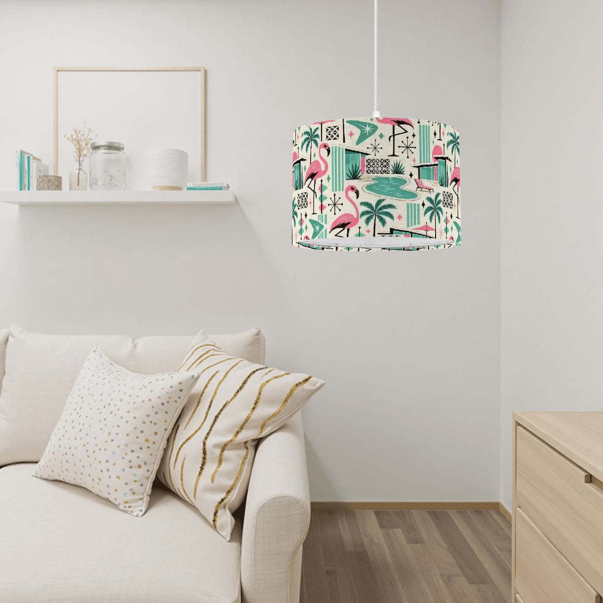 Palm Springs Flamingo Mid Century Modern Swag Ceiling Light