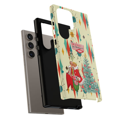 Retro 50s Christmas Phone Case, Mid Century Modern Franciscan Starburst Holiday Smartphone Cover