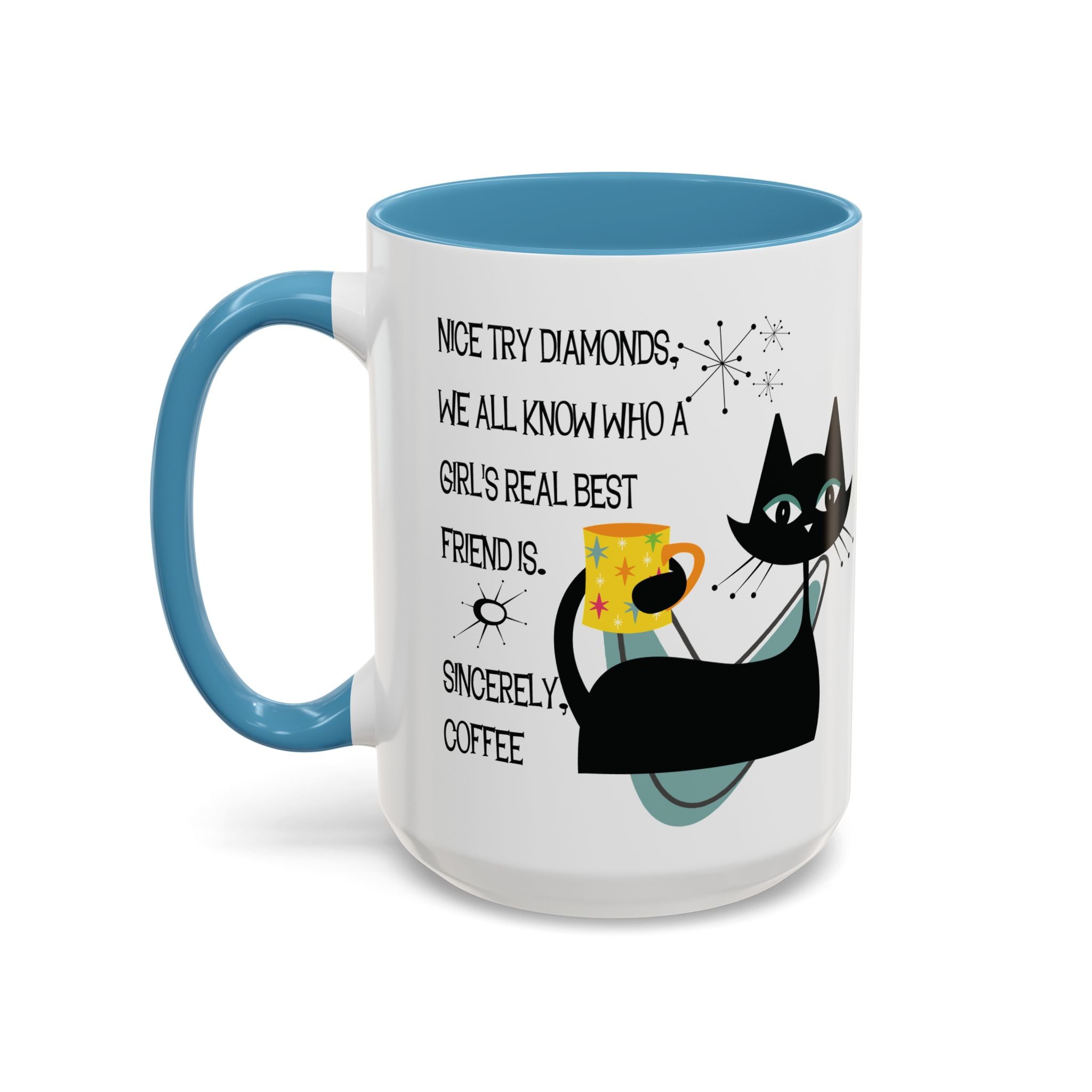 Kate McEnroe New York Atomic Cat Retro Coffee Mug, Mid Century Modern Boomerang Starburst, Sassy Girl’s Best Friend, MCM Drinkware, Kitschy Funny Coffee Lover GiftsMugs17968325699697427470