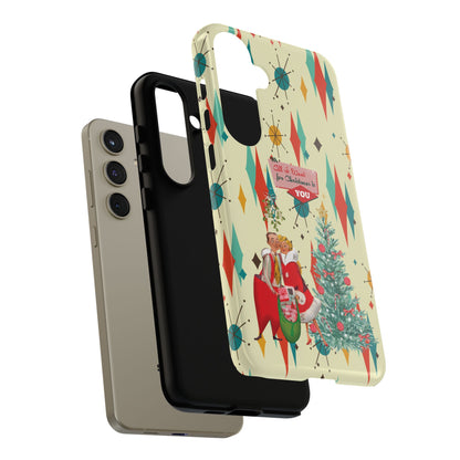 Retro 50s Christmas Phone Case, Mid Century Modern Franciscan Starburst Holiday Smartphone Cover