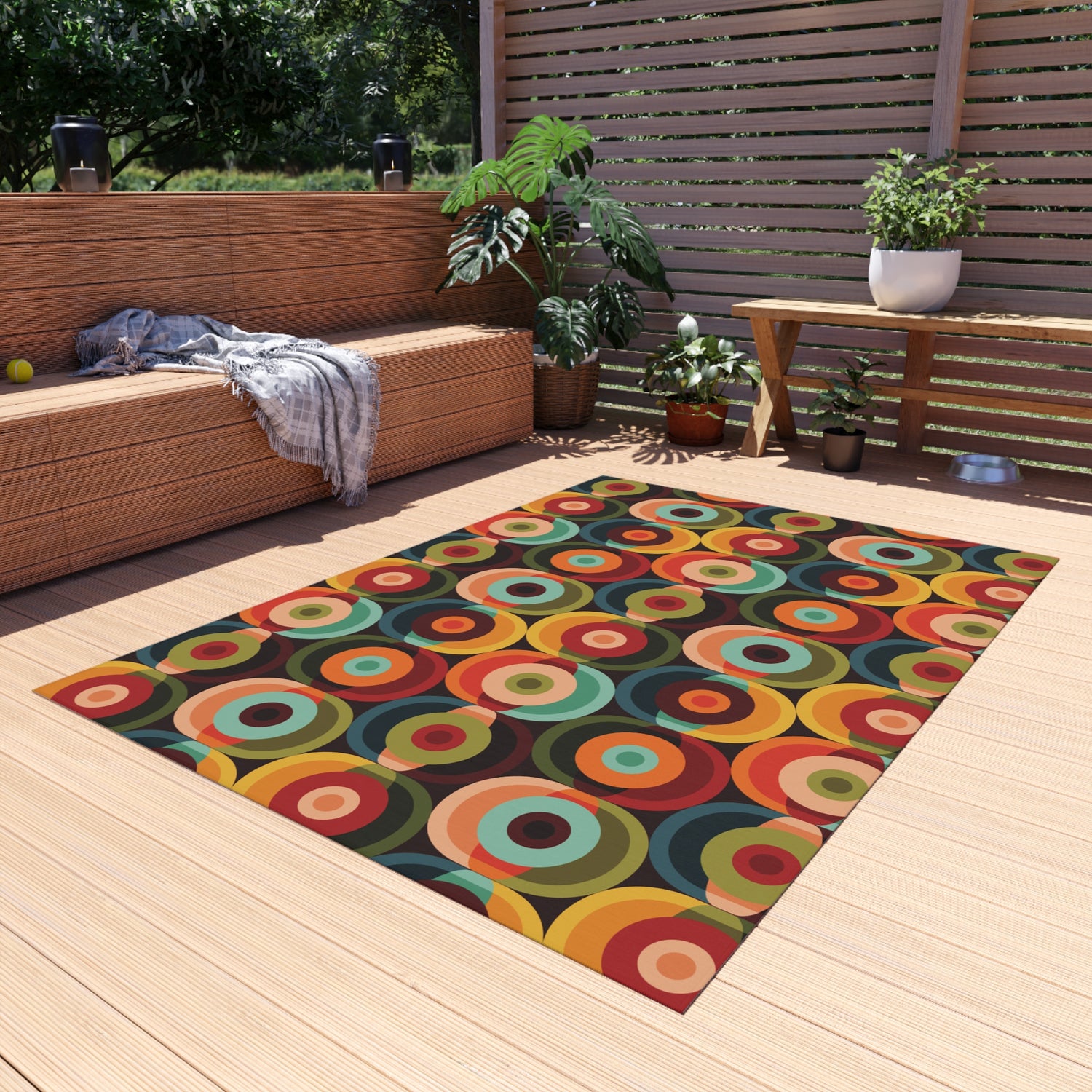Groovy Retro Orb Mid Century Modern Outdoor Rug