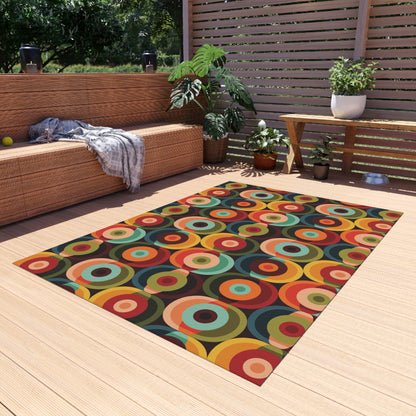 Groovy Retro Orb Mid Century Modern Outdoor Rug