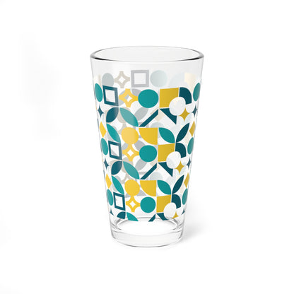 Bauhaus Geometric Pint Glass, Mid Century Modern Barware