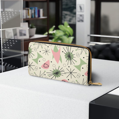 Atomic Cat Kitschy Mid Century Modern Retro 50s Zip Around Wallet