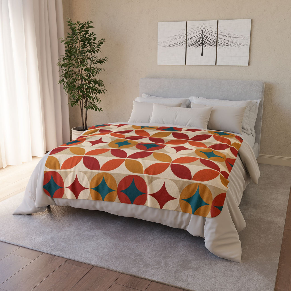 Groovy 70s Mod Geometric Mid Century Modern Throw Blanket