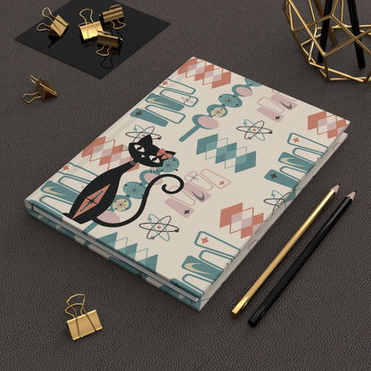 Atomic Cat 1950s Mid Century Modern Hardcover Journal Notebook