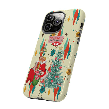 Retro 50s Christmas Phone Case, Mid Century Modern Franciscan Starburst Holiday Smartphone Cover