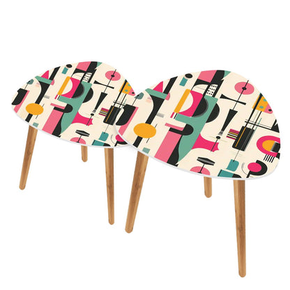 Retro 50s Abstract Geometric Mid Century Modern Nesting Tables