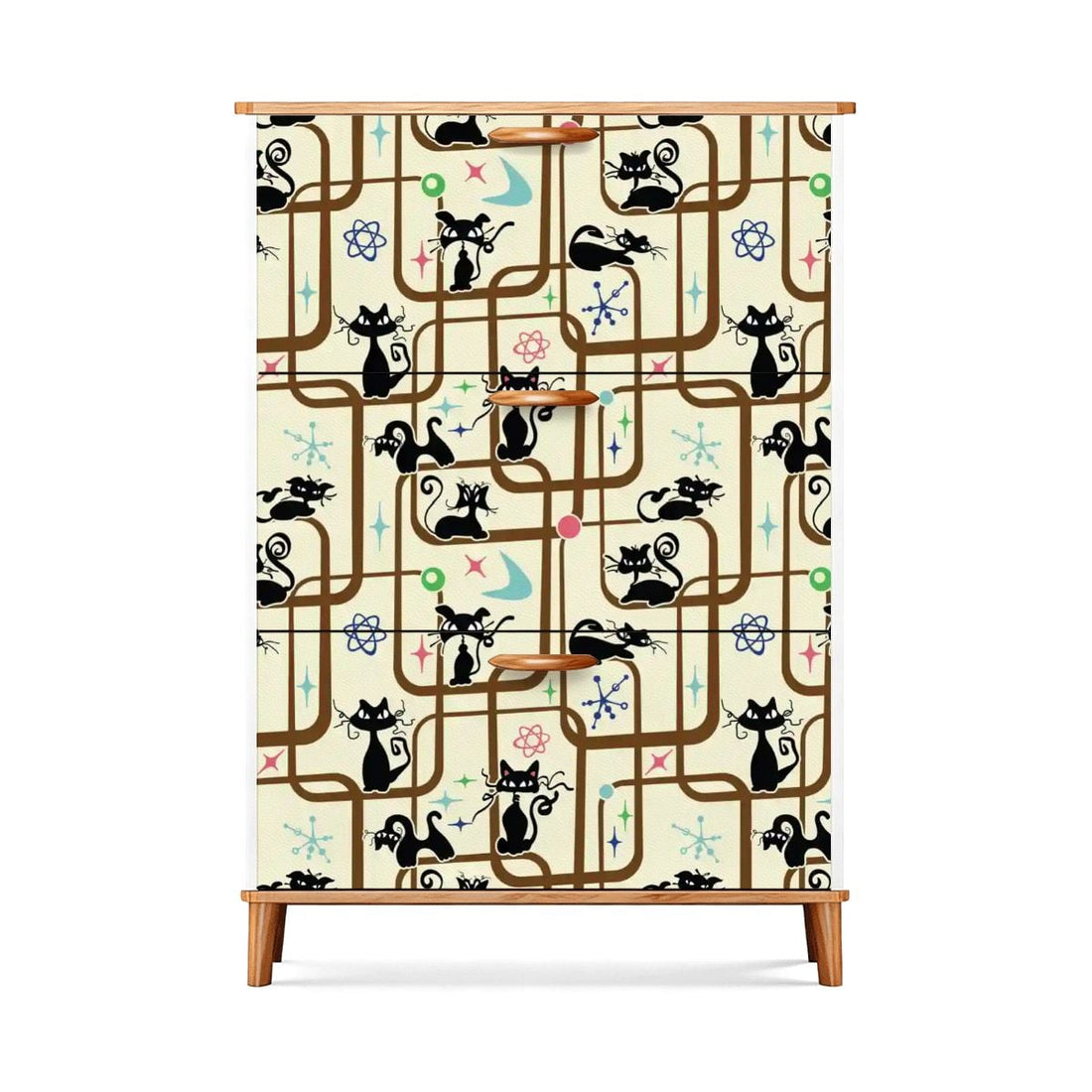 Atomic Cat Starburst Geometric 1950s Space Age Retro Shoe Cabinet