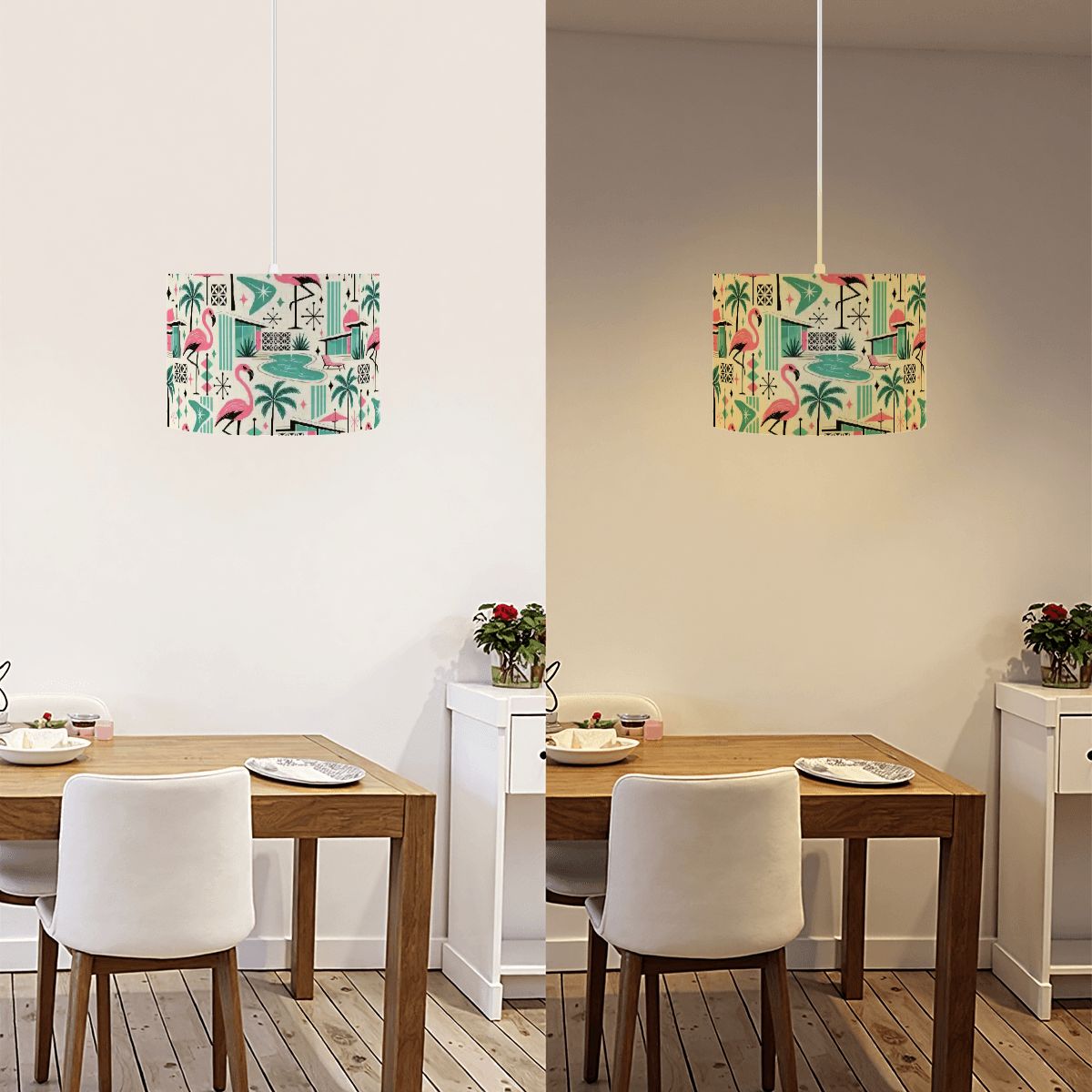 Palm Springs Flamingo Mid Century Modern Swag Ceiling Light