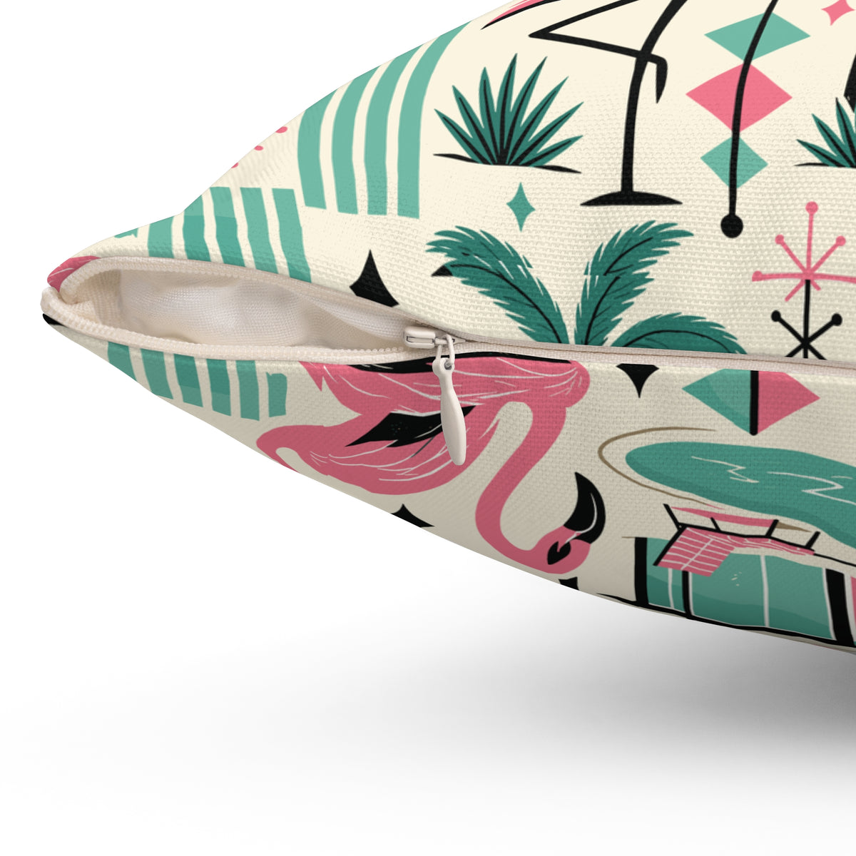 Palm Springs Flamingo Mid Century Modern Retro Throw Pillow