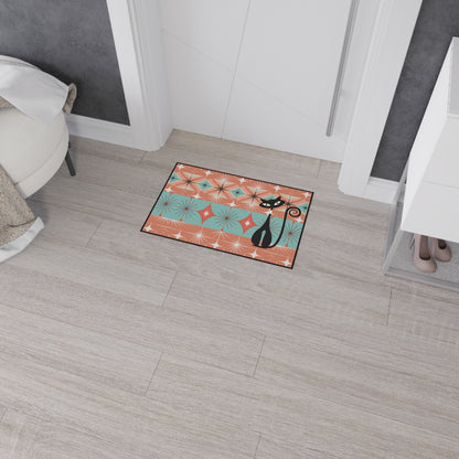 Atomic Cat Mid Century Modern Floor Mat, Retro Starburst Rug