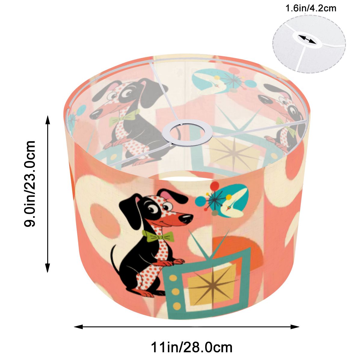 Atomic Doxie Dachshund Retro TV 50s Mid Century Lamp Shade