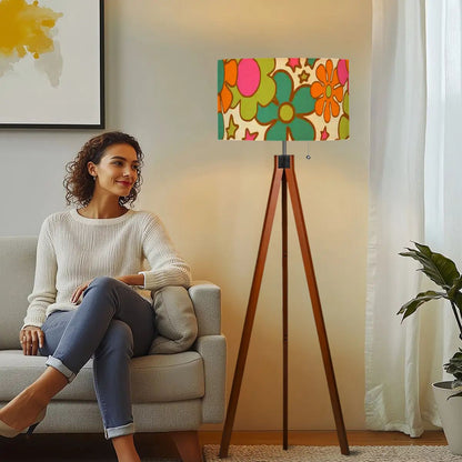 Groovy 70s Flower Power Mid Century Modern Tripod Floor Lamp