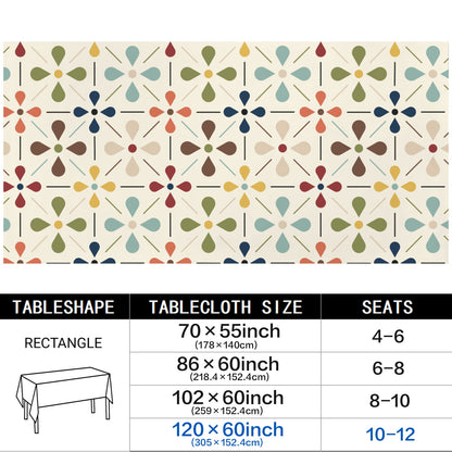 Scandinavian Danish Floral Mid Century Retro Rectangle Tablecloth