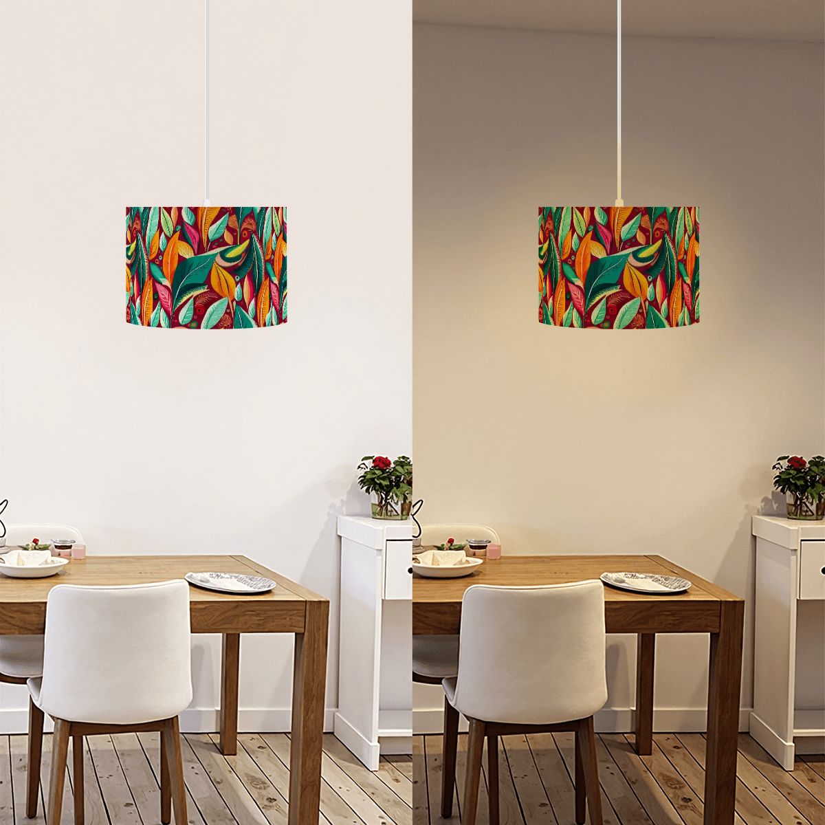 Retro Tropical Botanical Mid Century Modern Bohemian Pendant Lamp