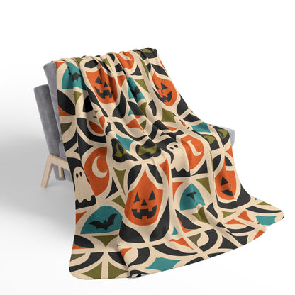 Retro Mid Century Modern Halloween Throw Blanket