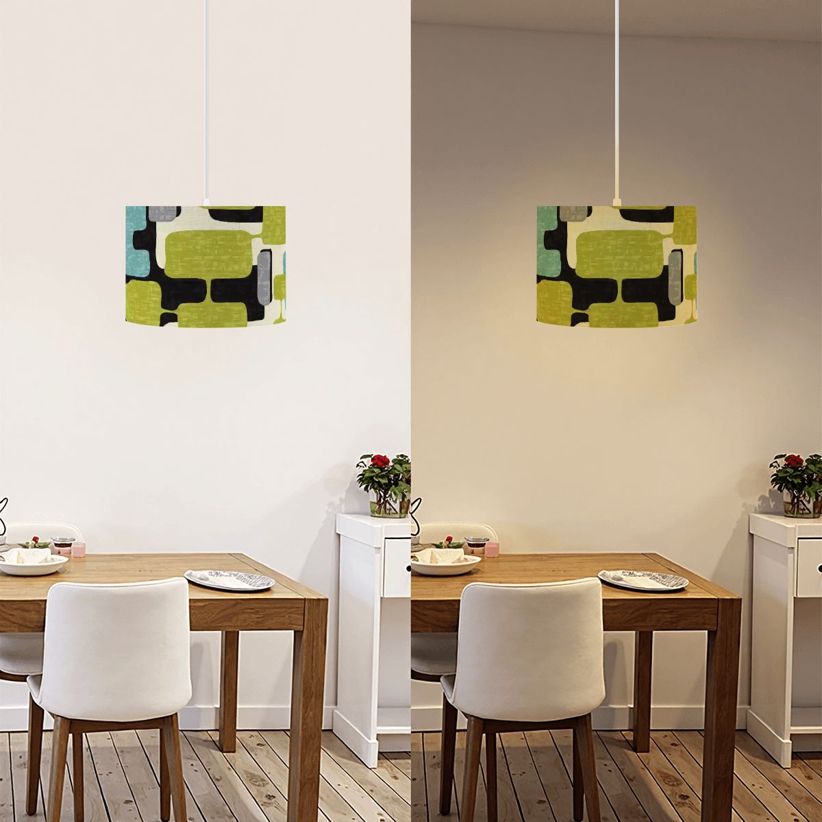 Mid Century Modern Abstract Geometric Plug-In Pendant Lamp