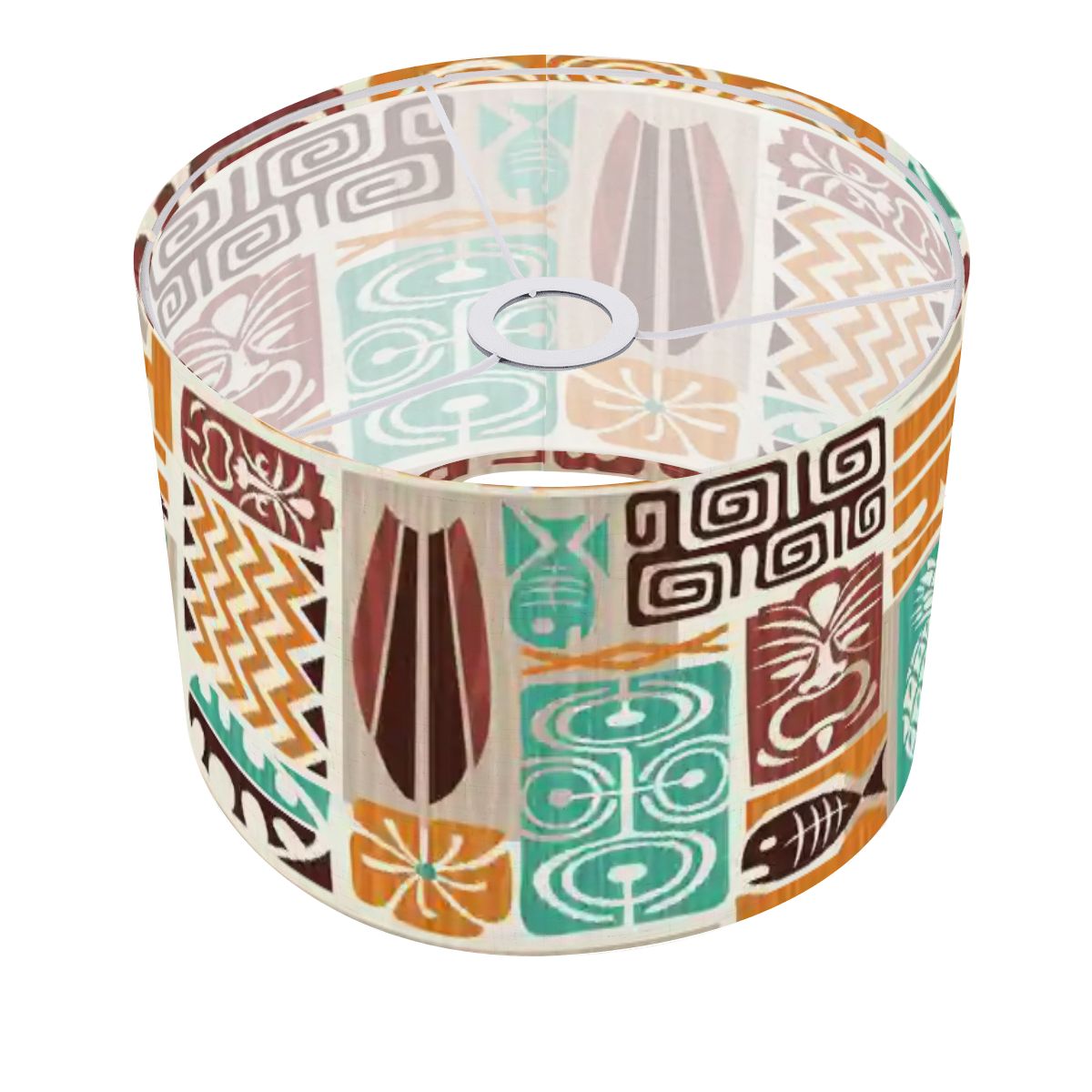 Retro Tiki Polynesian Lamp Shade, Mid Century Modern Exotica