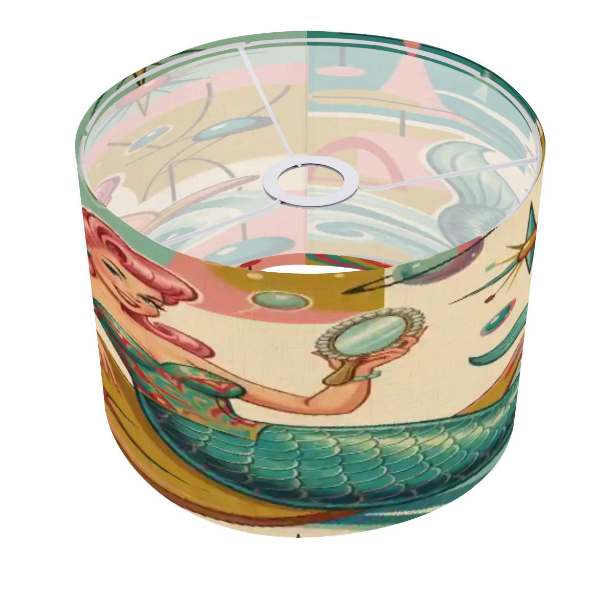Kitschy 1950s Retro Mermaid Atomic Starburst Lamp Shade