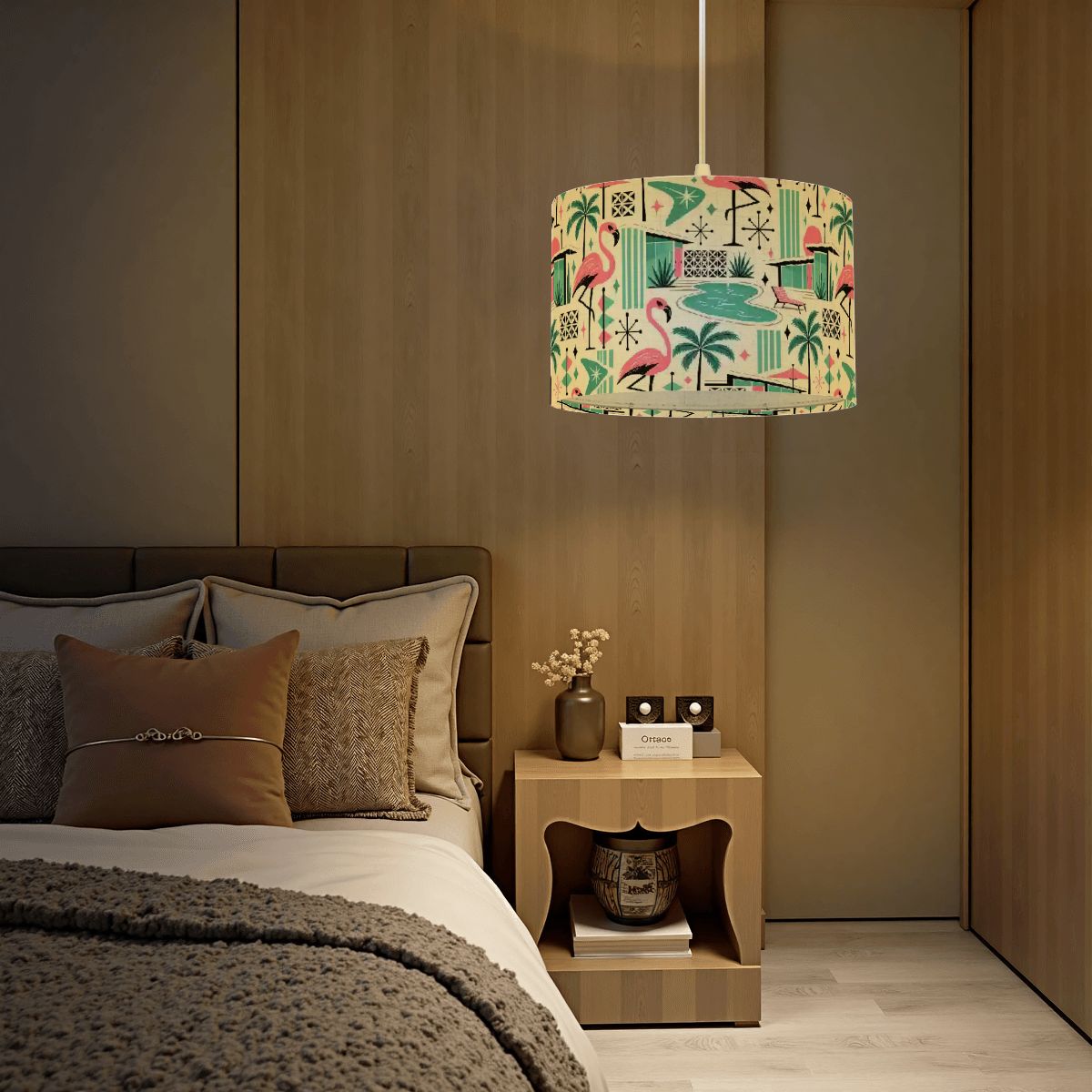 Palm Springs Flamingo Mid Century Modern Swag Ceiling Light