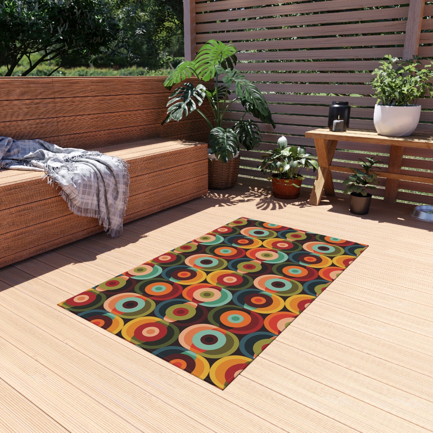 Groovy Retro Orb Mid Century Modern Outdoor Rug