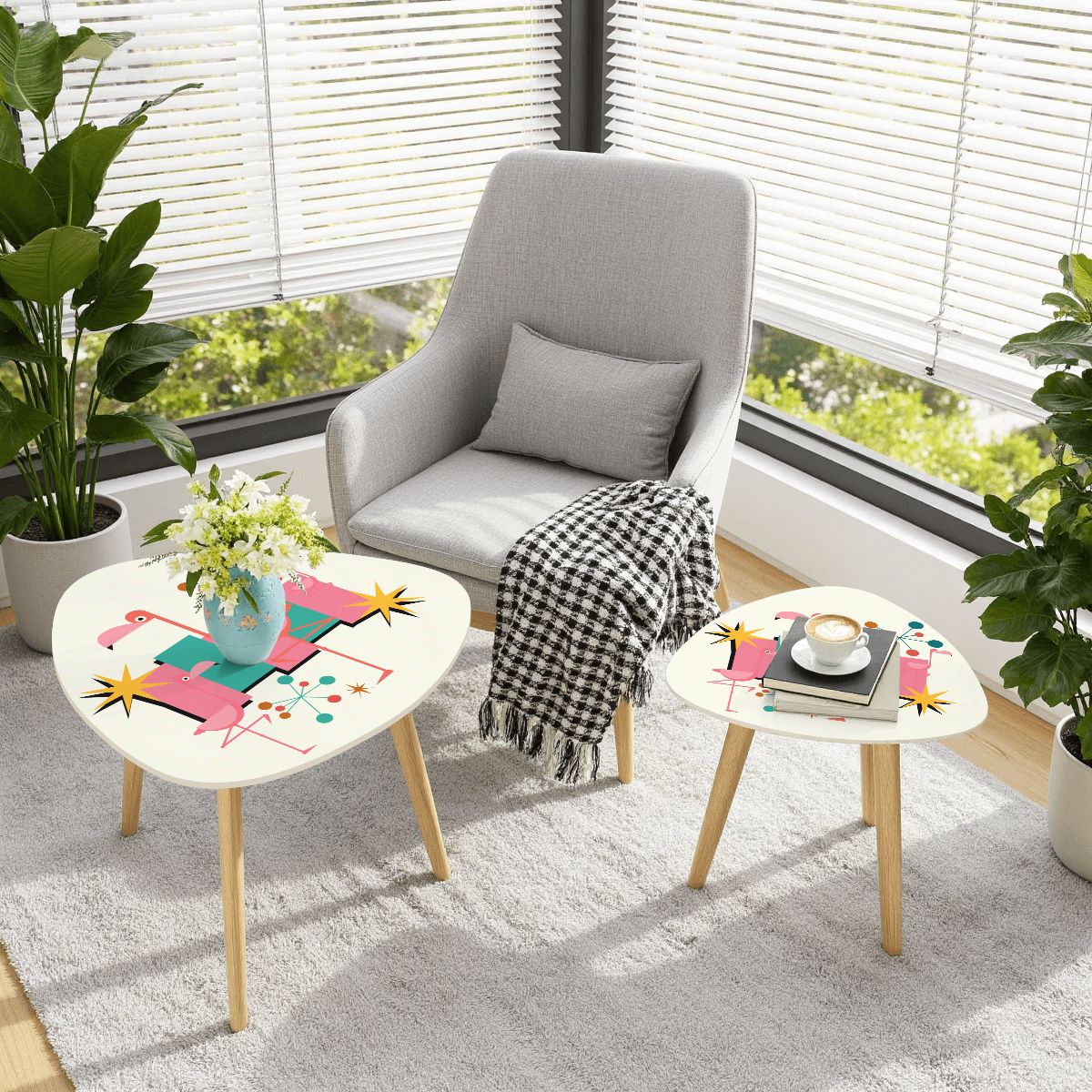 Palm Springs Flamingo 50s Mid Century Modern Nesting Table