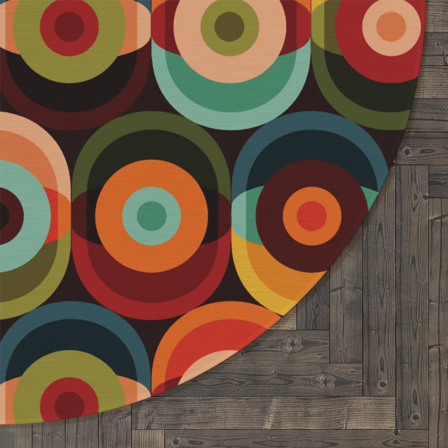 Groovy Retro Orb Mid Century Modern Round Area Rug