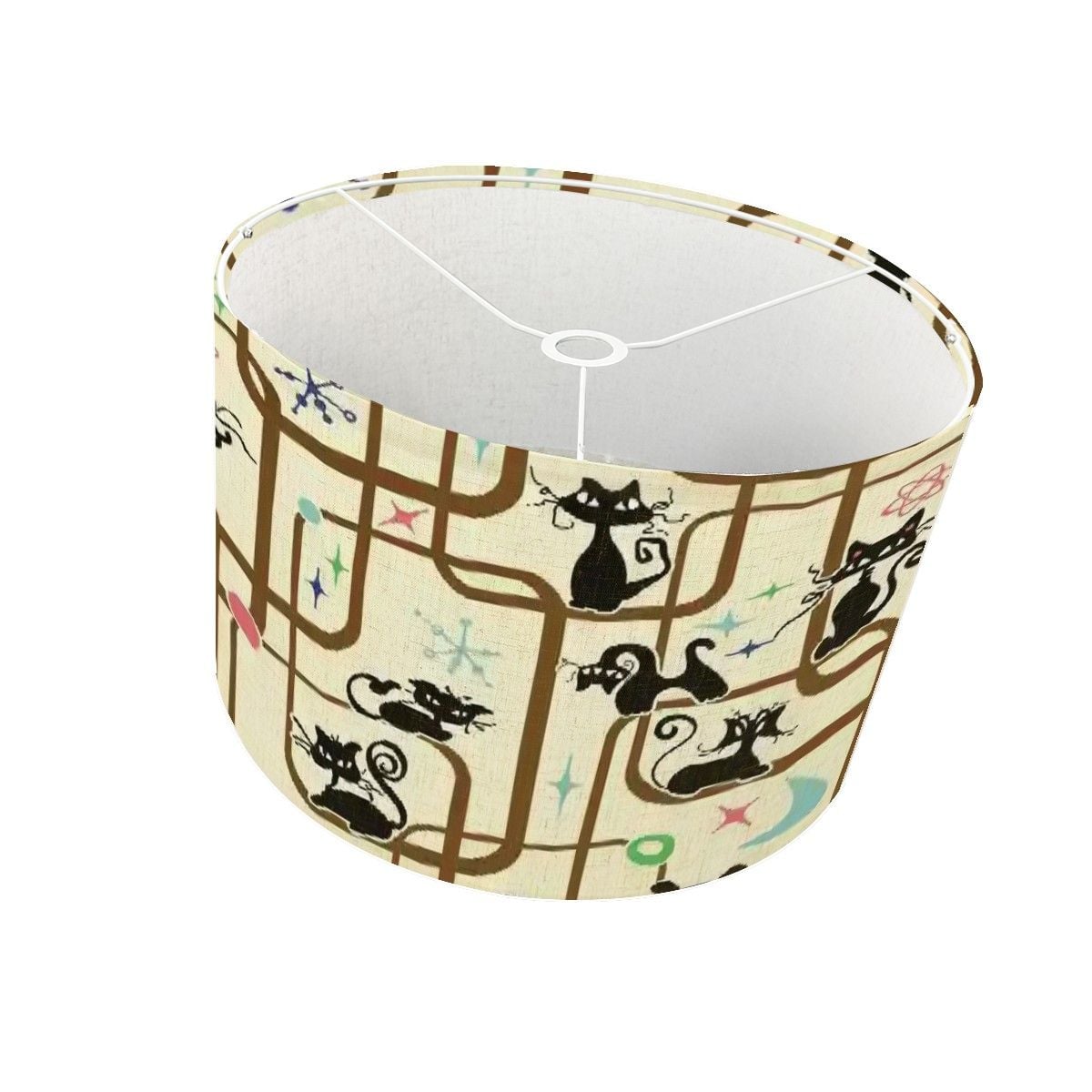 Atomic Cat Kitsch Mid Century Modern Retro Drum Lamp Shade