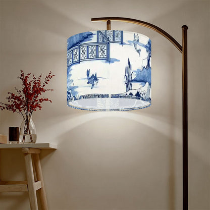 Blue Willow Garden Chinoiserie Drum Lamp Shade