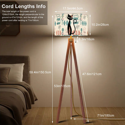 Atomic Cat Mid Century Modern Tripod Floor Lamp, Retro 1950S Geometric Accent Lighting