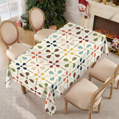 Scandinavian Danish Floral Mid Century Retro Rectangle Tablecloth