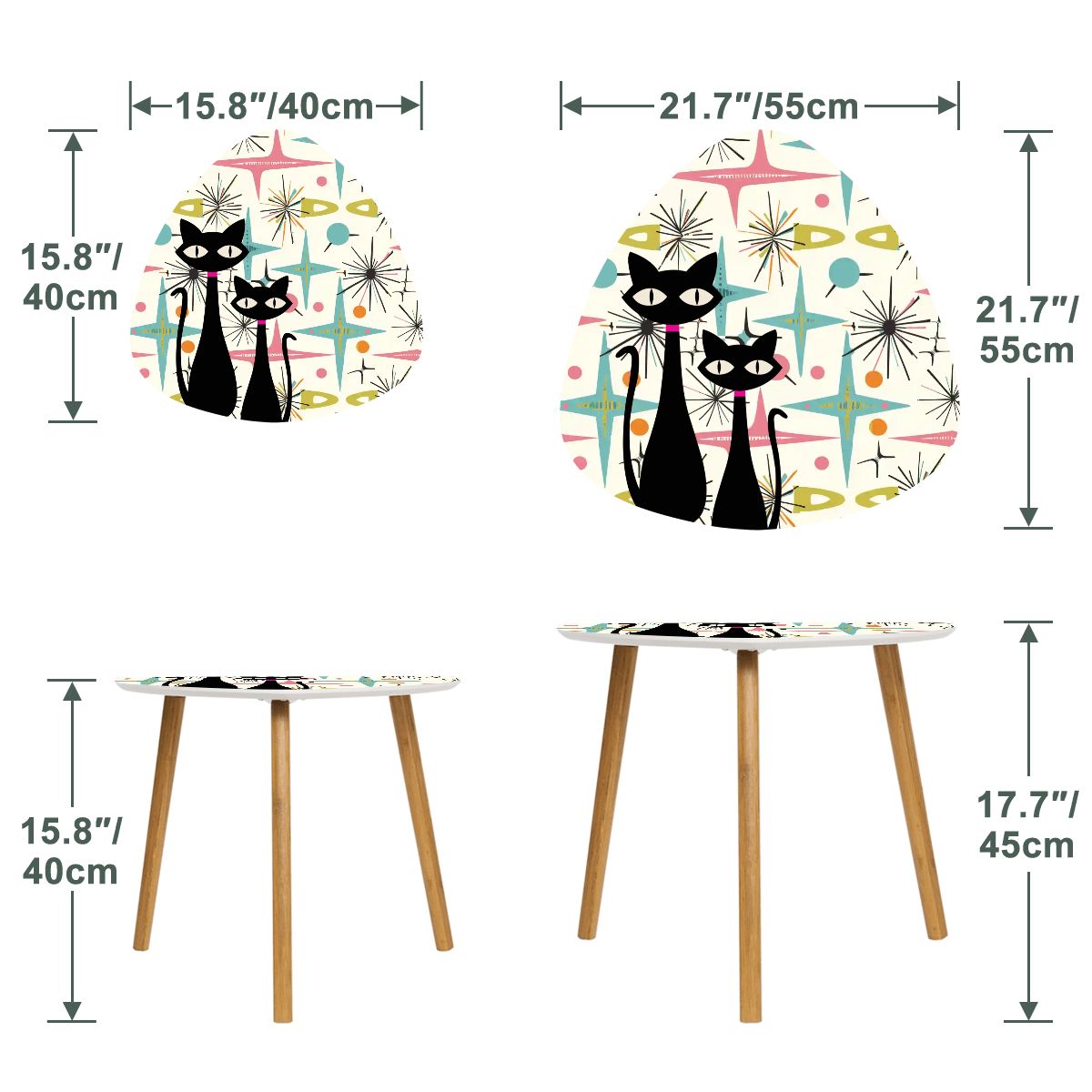 Atomic Cat Starburst Mid Century Modern Retro Nesting Tables