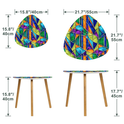 Mid Century Modern Faux Stained Glass Retro Nesting Tables