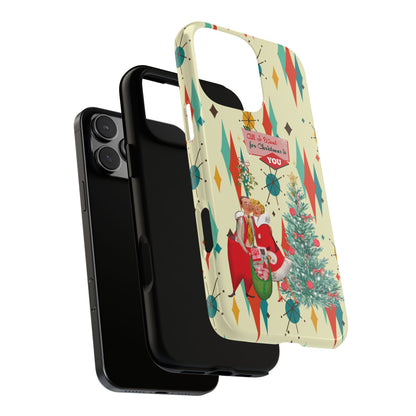 Retro 50s Christmas Phone Case, Mid Century Modern Franciscan Starburst Holiday Smartphone Cover