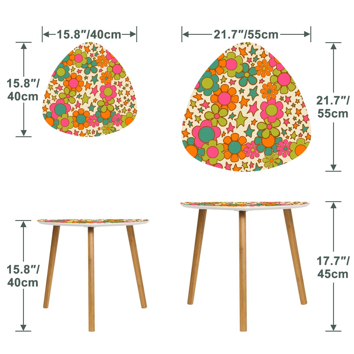 Groovy 70s Flower Power Mid Century Modern Nesting Tables
