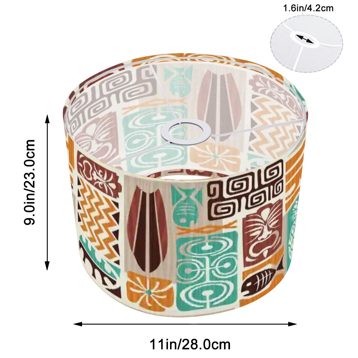 Retro Tiki Polynesian Lamp Shade, Mid Century Modern Exotica
