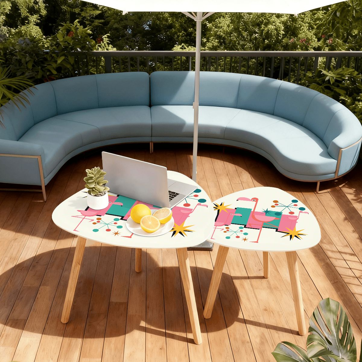 Palm Springs Flamingo 50s Mid Century Modern Nesting Table
