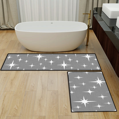 Atomic Starburst Mid Century Modern Kitchen Mat Set, Retro 1950s Rugs