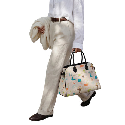 Atomic Boomerang Mid Century Modern Handbag, Retro Top Handle Tote