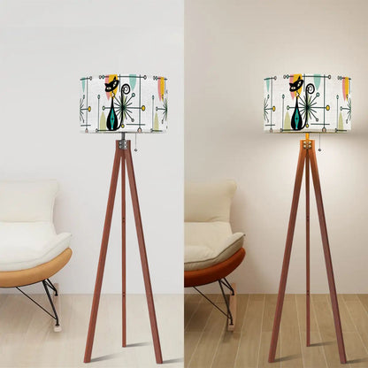 Mid Century Modern Atomic Black Cat Tripod Floor Lamp