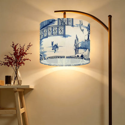 Blue Willow Garden Chinoiserie Drum Lamp Shade