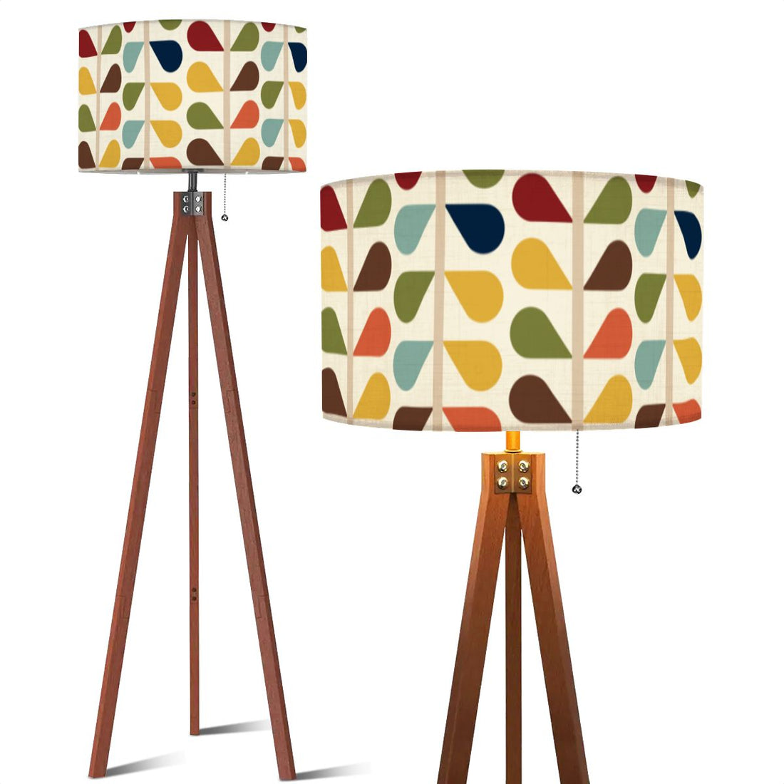 Mid Century Modern Tripod Floor Lamp Retro Scandi Leaf Lighting Decor