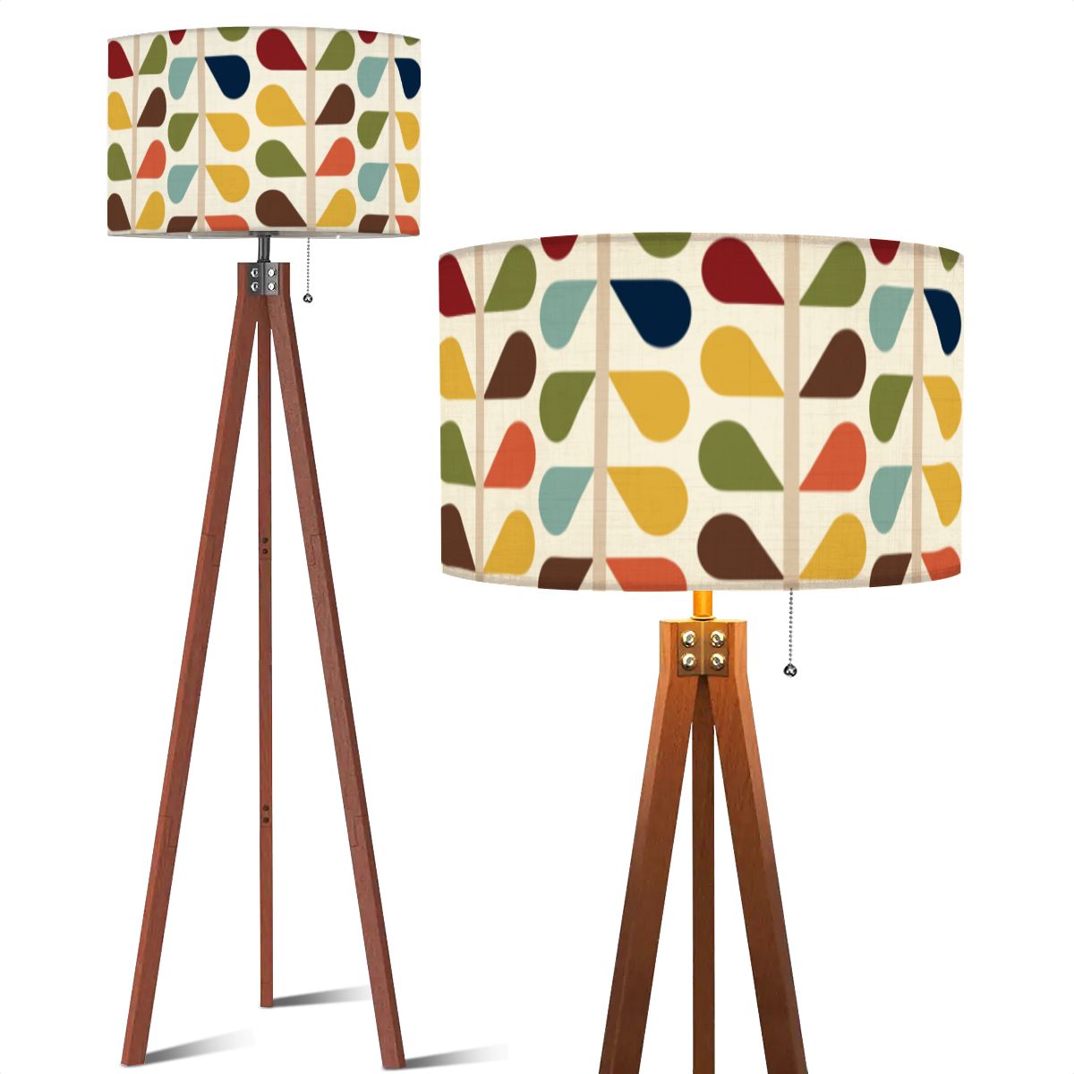 Mid Century Modern Tripod Floor Lamp Retro Scandi Leaf Lighting Decor