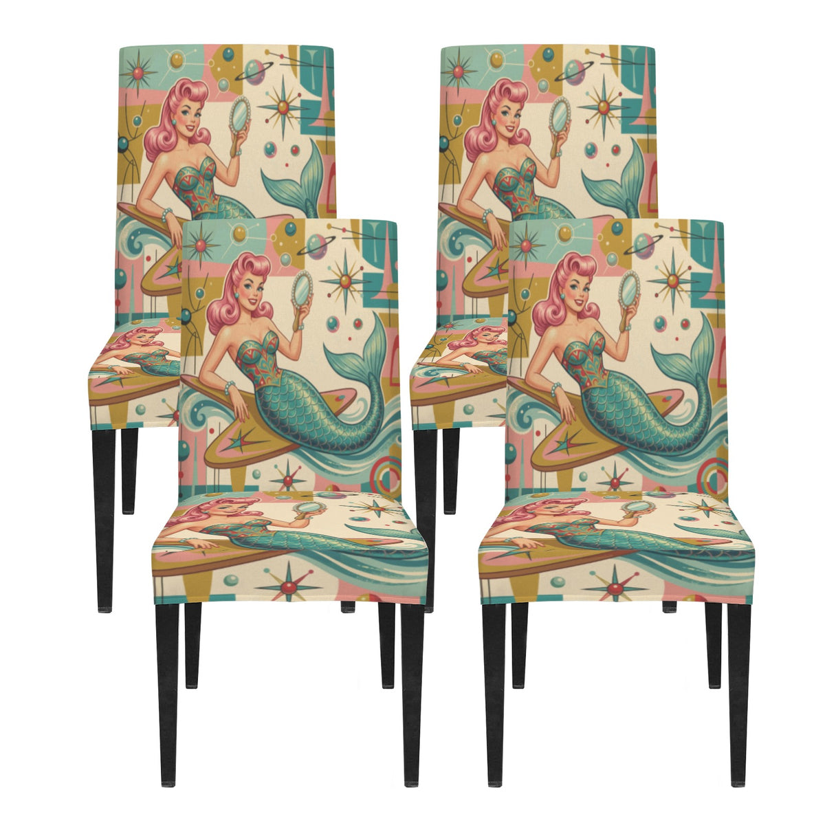 Kitschy Mermaid 50s Mid Century Modern Chair Slipcover