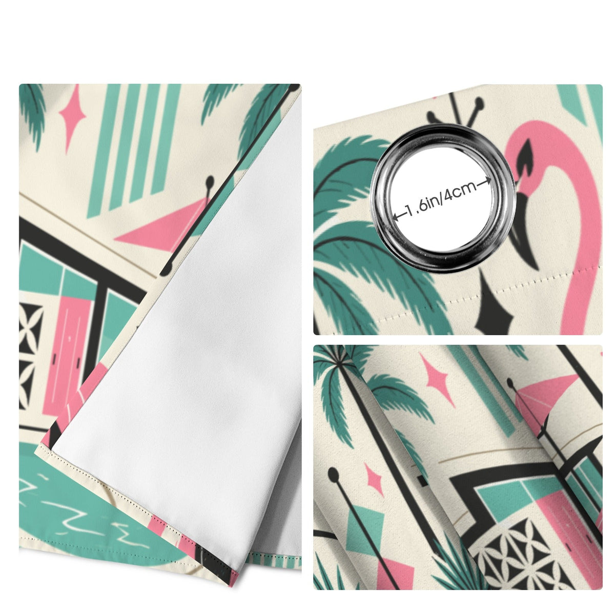 Palm Springs Flamingo Mid Century Modern Grommet Curtain Panels
