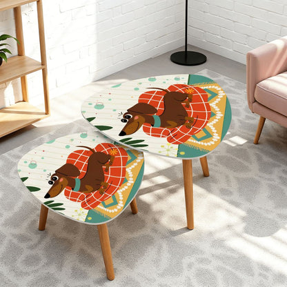 Atomic Doxie Dachshund Mid Century Modern Retro Nesting Tables