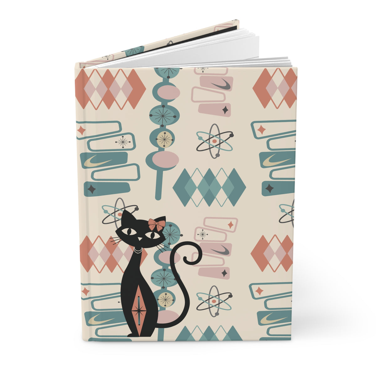 Atomic Cat 1950s Mid Century Modern Hardcover Journal Notebook