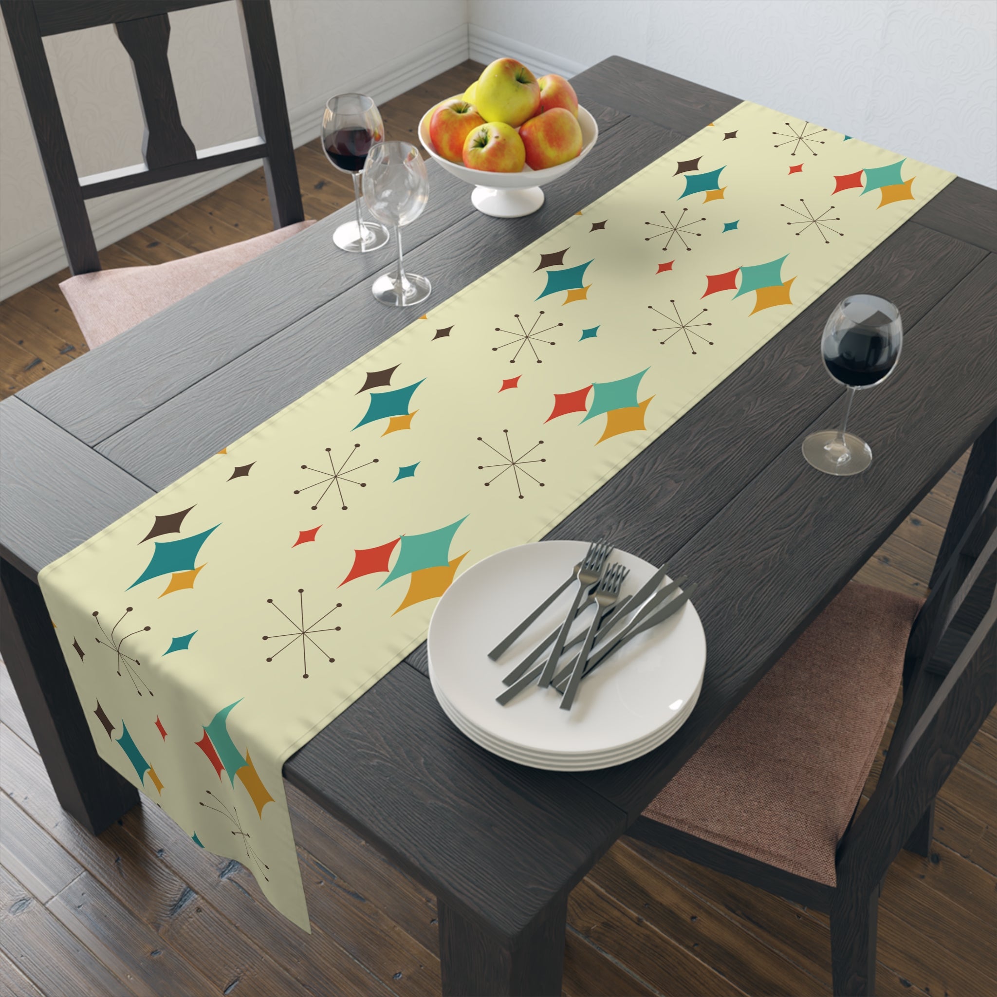 Mid Century Modern Atomic Diamond Starburst Table Runner